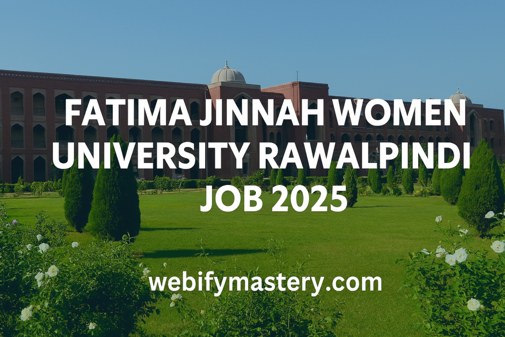Fatima Jinnah Women University Rawalpindi job advertisement for Hostel Warden 2025 – latest government education jobs in Pakistan.
