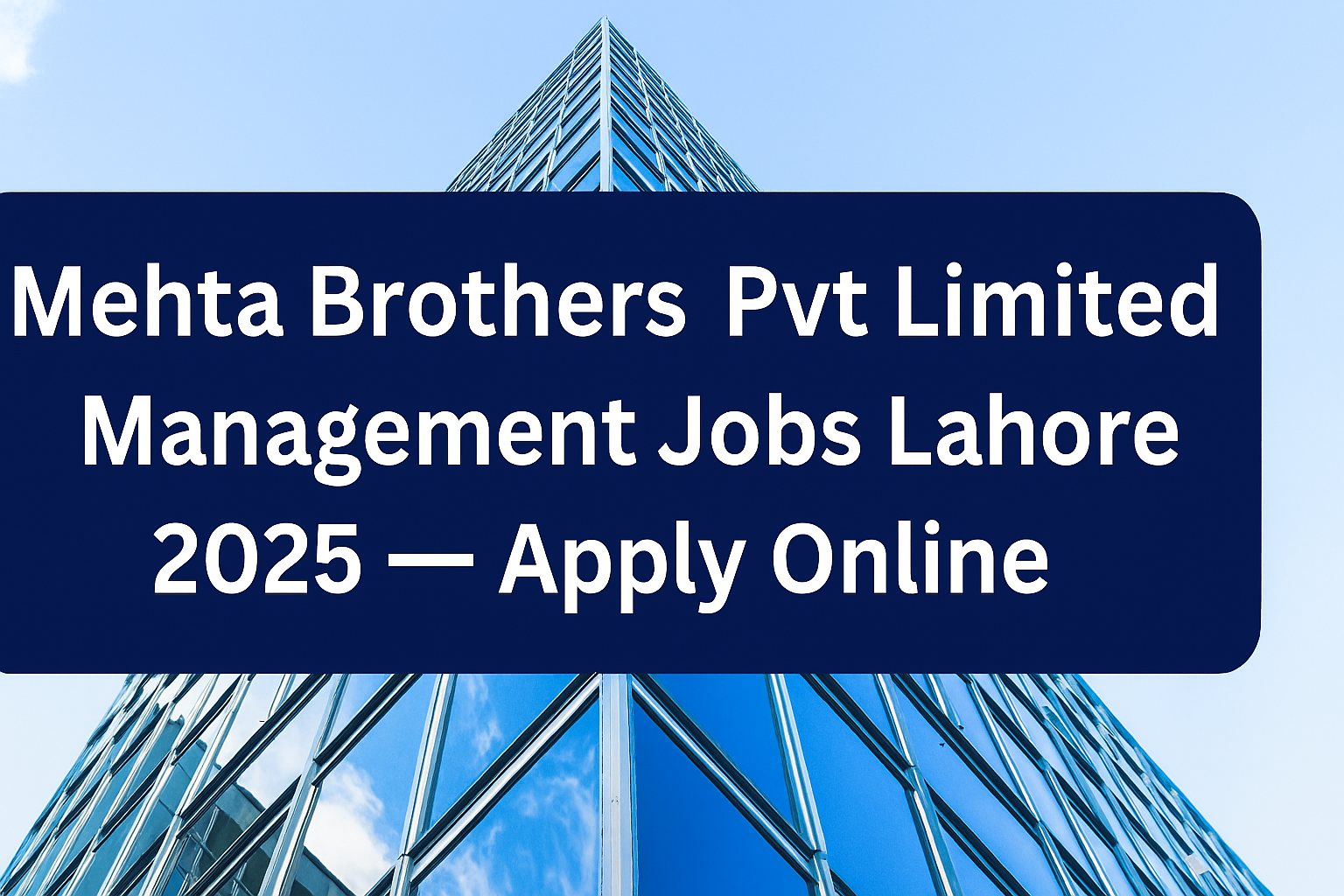 Mehta Brothers Pvt Limited Management Jobs Lahore 2025 Advertisement